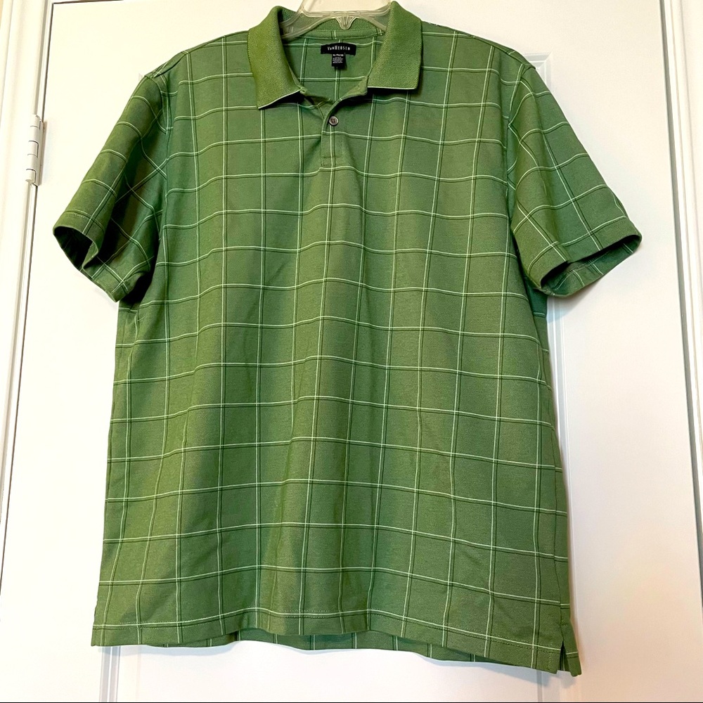 Van Heusen Men’s Green Plaid Polo Shirt